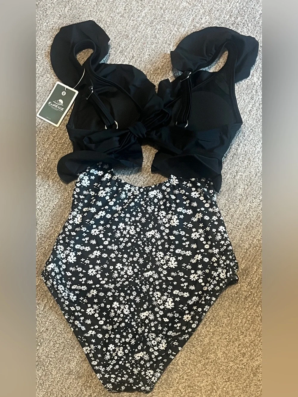Eomenie One Piece Swimsuit Tummy Control Ruffle V Neck ruched S. 2262/cte-1